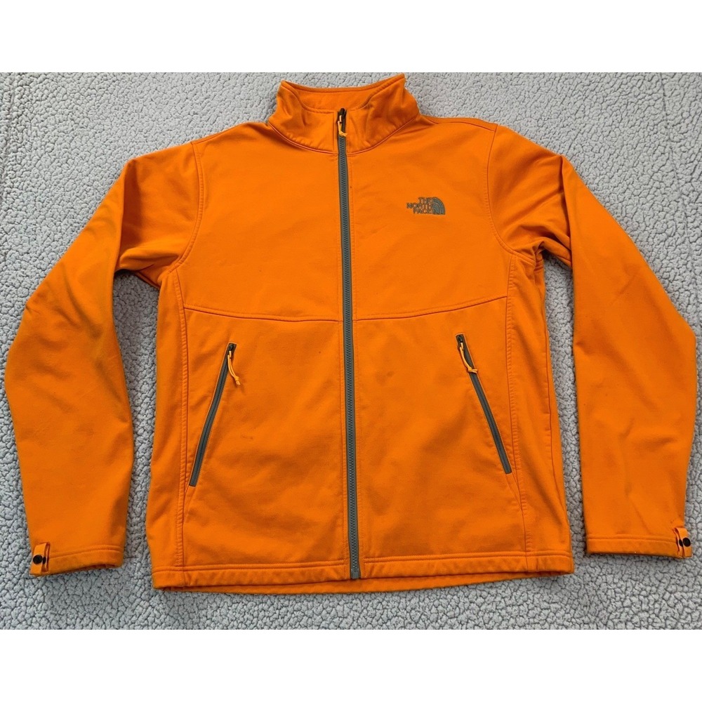 The North Face Jacket Mens Medium Orange Softshell Full Zip Fleece Lined